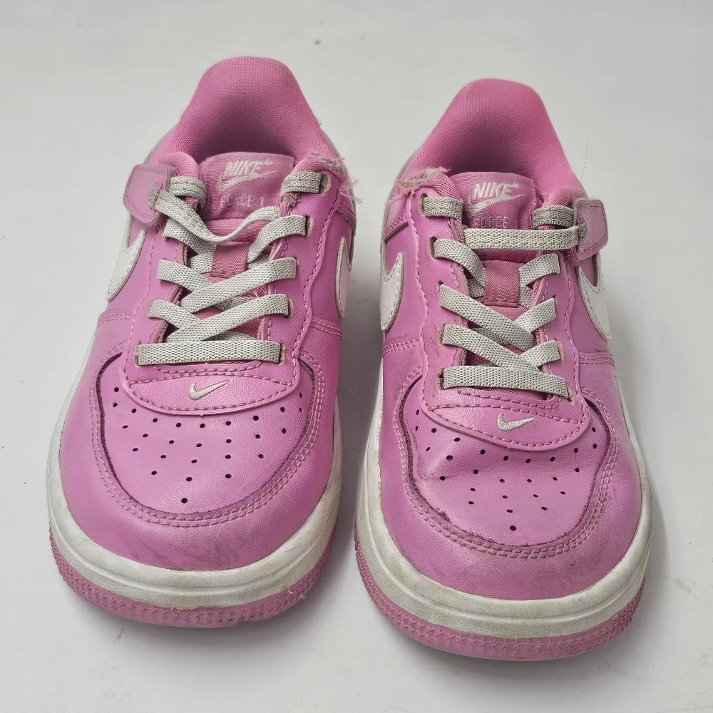 Nike Force 1 Low EasyOn Kids 11.5C Playful Pink White FlyEase Hook Loop Strap